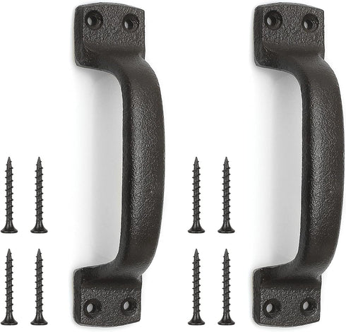 Barn Door Pulls Handles Heavy Solid Cast Iron Gate Handle, 7inch Metal Hardware for Sliding Barn Door Gate Fence Door Drawer Garage - Dark Brown 2...