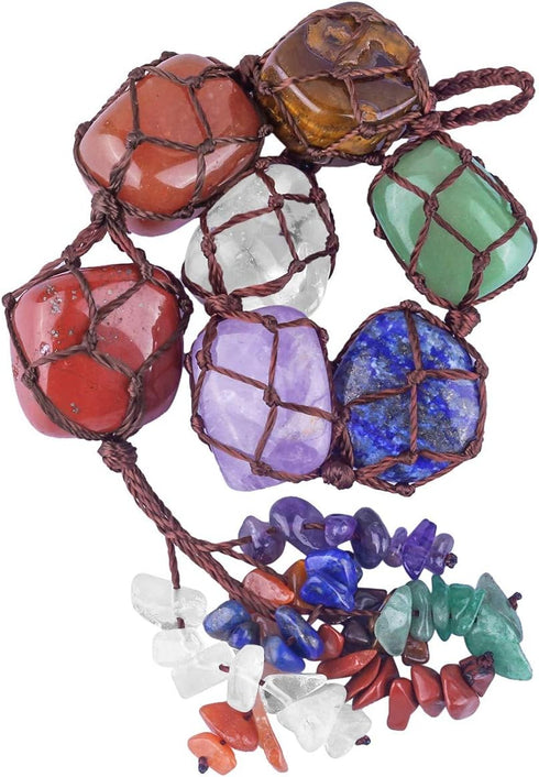rockcloud 7 Chakras Stones Crystals Tree of Life Wall Hanger Tumbled Gemstones Meditation Hanging Ornament Window Ornament Wedding Souvenir Home D...