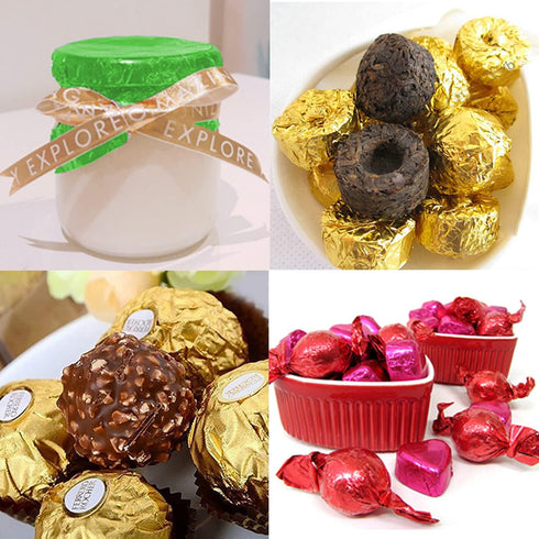 Lainrrew 300 Pcs Candy Wrappers, Chocolate Wrappers Sugar Wraps Square Candy Wrapping Paper Aluminum Foil Packaging for Homemade Caramel Candies D...