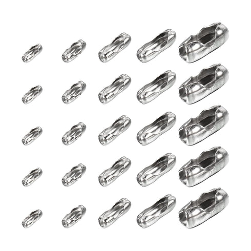MECCANIXITY Ball Chain Connector Clasps, Stainless Steel Replacement Cord Connector Fit for 1.5/2/2.4/3.2/4mm Beaded Ball Chain, Silver Pack of 10...