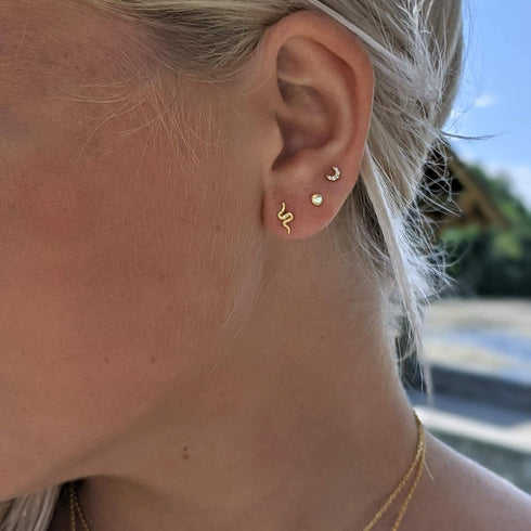 Set of 3 Single Studs in Sterling silver 925 Sterling Silver 18K Gold Plated Small Stud Earrings Set | Screw Back Studs | Tiny Cartilage Earring |...