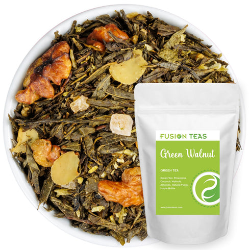 Green Walnut Green Tea With Pineapple, Coconut, Almonds & Maple - Gourmet Loose Leaf Sencha Tea - 4 Oz. Pouch...