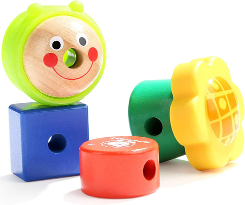 TOP BRIGHT Wooden Lacing Beads for Toddlers, Kids Fine Motor Skills Montessori Toys for 2 Year Old Girls Boys, Threading Toys for Two Year Old Gir...