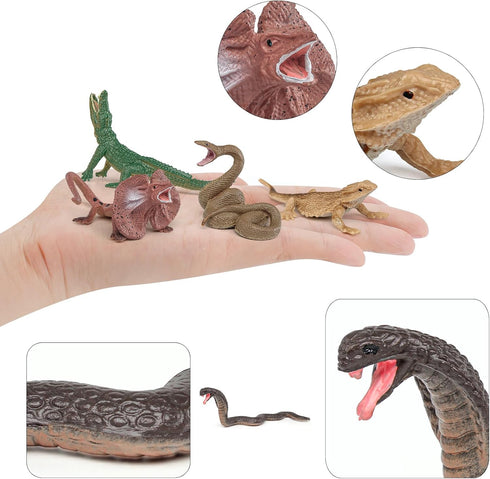 Mini Amphibians Set,6PCS Reptiles Animals Rainforest Wildlife Toy Set Lizard,Snake,Iguana,Crocodile,Party Favor for Kids Toddlers...