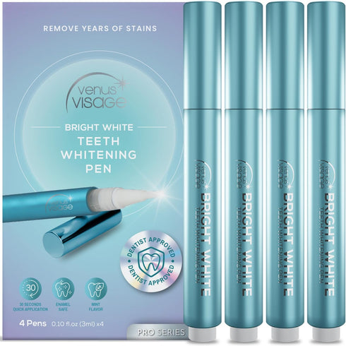 Venus Visage Teeth Whitening Pen (4 Pens), 40+ Uses - Teeth whitening Gel with Professional Formulation and Ingredients - Best Teeth Whitener Over...