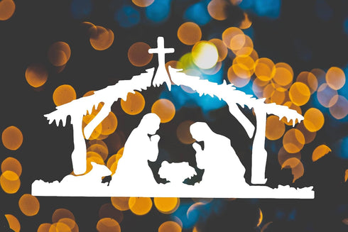 Baby Jesus in Bethlehem Manger Stencil 11" x 8.5" - Custom Christmas Nativity Design for Holiday Crafts...