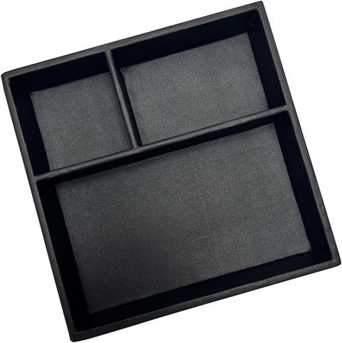 UnionBasic Flat 3-Slot Small Desk Drawer Tray Stationery Sundries Gadget Organizer Storage Box Business Card Holder Key Container, Black Square...