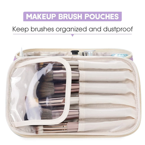 Narwey Travel Makeup Bag Large Cosmetic Bag Make up Case Organizer for Women (Light Purple)...