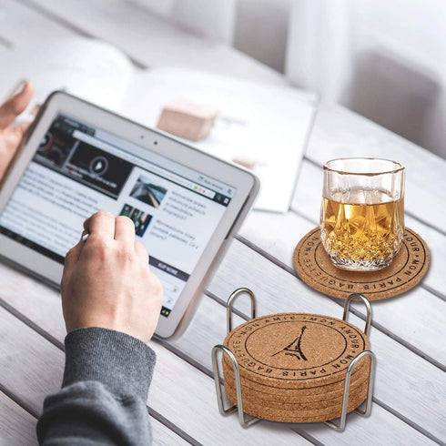 2-Piece Stainless Steel Coaster Holder: Fits Round and Square Coasters, Holds 4 to 7...