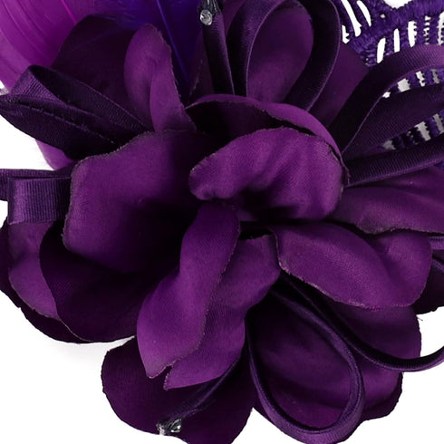 Women's Fascinator Feather Flower Pin Brooch Corsage Bridal Hairband Derby Hat Cocktail Party Wedding (A1 Purple)...