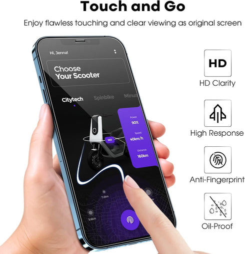 JETech Full Coverage Screen Protector for iPhone 12 Pro Max 6.7-Inch, Tempered Glass Film with Easy Installation Tool, Case-Friendly, HD Clear, 3-...