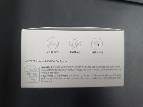 KSECRET Instant Relief Eye Gel Patches, 102g/3.45oz. 60pcs (15 full pairs) with CAFFEINE | Korean Skincare | Under Eye Cooling Masks for Anti-Wrin...