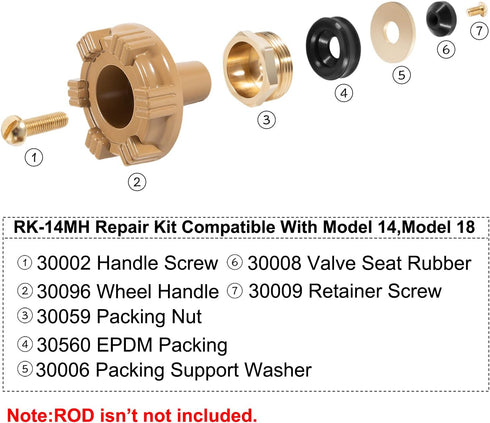 RK-14MH Repair Kit Metal Handle,Outside Faucet,Compatible with Woodford Model 14,Model 18...