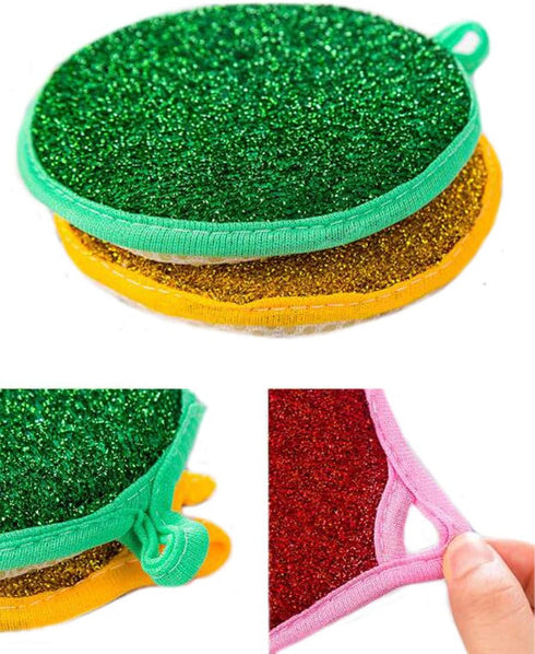 10 Pcs Round Shape Double Side Metallic Scrub Sponge Dish Pad Cleaner Cleaning Balls...