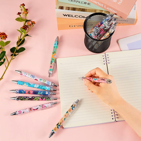 8 Pcs Ballpoint Pens for Women and Girls 1.00 mm Cute Writing Pens Black Ink Fancy Pens Fine Point Smooth Writing Pens for Journaling, Aesthetic S...