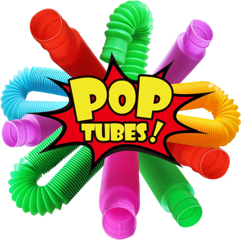 Novelty Place 6 Pack Pop Tubes Fidget Toy for Kids and Adults, Colorful Heavy Duty Tube Toy for Construction - Sensory Educational Toys Relieve St...