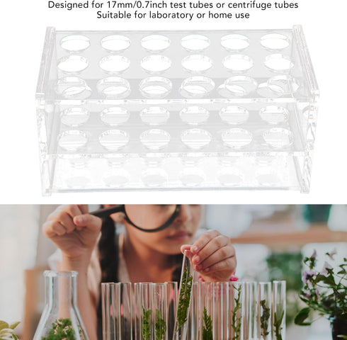 17mm Test Tube Rack with 18 Holes - Durable Transparent Centrifuge Tube Holder for 10ml and 15ml Test Tubes...