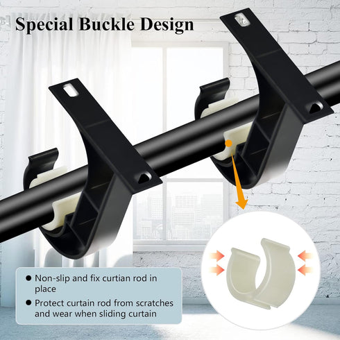 TOKPLNU Ceiling Curtain Rod Bracket, 4 Pack Heavy Duty Curtain Rods Holders, Aluminum Alloy, Black Ceiling Curtain Hooks Hangers Fit for 1 Inch Dr...