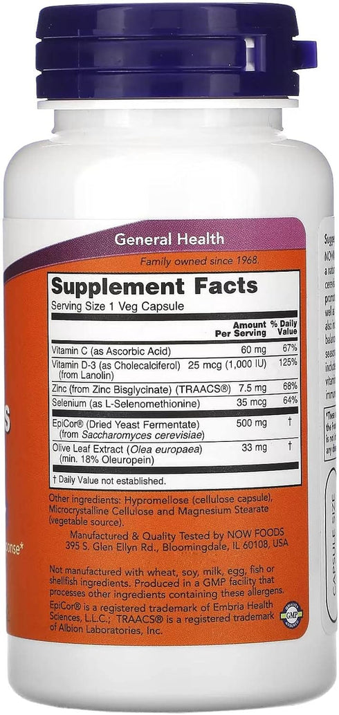 NOW Supplements, EpiCor® Plus Immunity with Vitamin C, Healthy Immune Support*, 60 Veg Capsules...