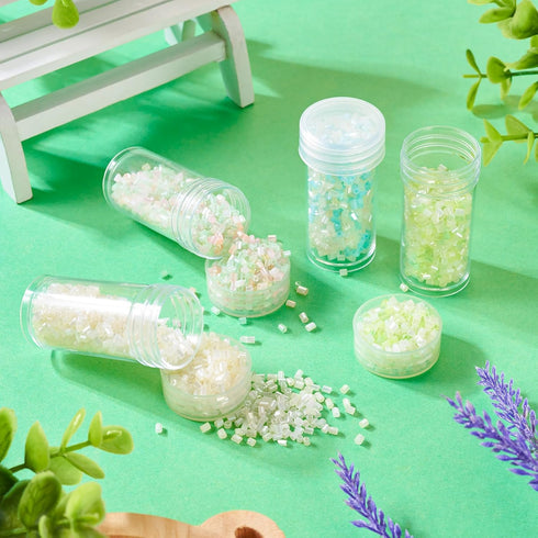Craftdady 3300Pcs Green Glass Bugle Seed Beads Small Crystal Round Pony Beads Column Tube Waist Bead Kits Embroidery Beads for Summer Crafts DIY B...