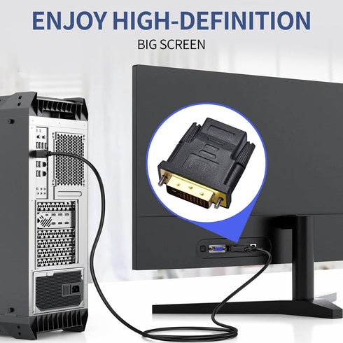 DVI to HDMI, Bidirectional DVI (DVI-D) to HDMI, Male to Female Adapter, 2-Pack?(24+1) Male Adapter with Gold-Plated for Computer, Monitor, Project...