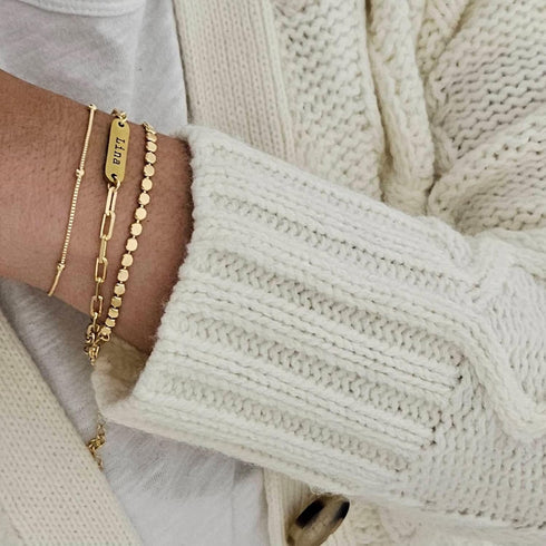 Gold Bracelets for Women, 14K Gold Plated Dainty Bracelet Set Stackable Paperclip Box Bead Chain Bracelet Adjustable Simple Gold Bracelet Trendy G...