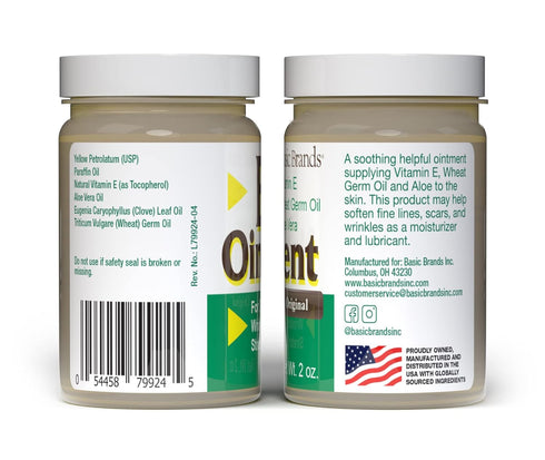 Basic Brands - Vitamin E Ointment - 2oz - Moisture Enhancing - Can Help Reduce Appearance of Scars, Stretch Marks, Fine Lines & Wrinkles - 2-Pack...