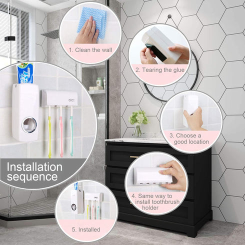 Hands Free Toothpaste Dispenser Automatic Toothpaste Squeezer with 5 Toothbrush Holds,No Power Required(White)...