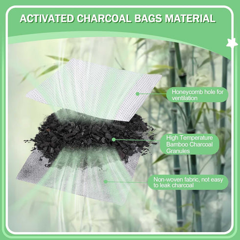 12PCS Activated Charcoal Odor Absorber, Trash Cans Natural Freshest Bamboo Charcoal Bags Compatible with 2.5 Gallon iTouchles Trash Bins, Purifyin...