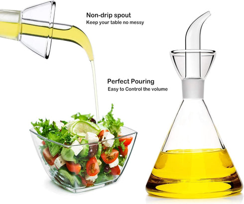 HAIZEEN 9 oz / 250 ml Glass All-Purpose Cruet, Glass Oil Decanter and Cruet (Cone-9 oz, Smooth surface)...