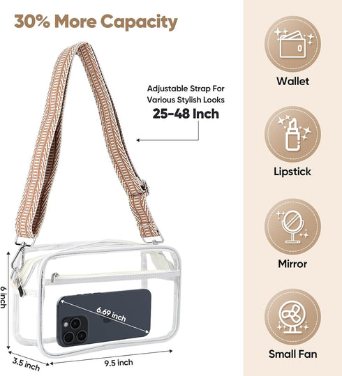 Clear Bag For Stadium Events, Clear Purse Stadium Crossbody Bag...