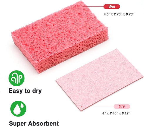 Cellulose Sponges,Heavy Duty Scrub Kitchen Sponge,Clean Tough Messes Without Scratching Sponges Kitchen,Pop Up Eco Sponges DIY Orange (6 Pack)...