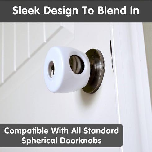 4-Pack Childproof Door Knob Covers - Easy to Install Child Safety Door Knob Cover with No Tools Needed - Reusable, White Baby Proof Door Knob Cove...