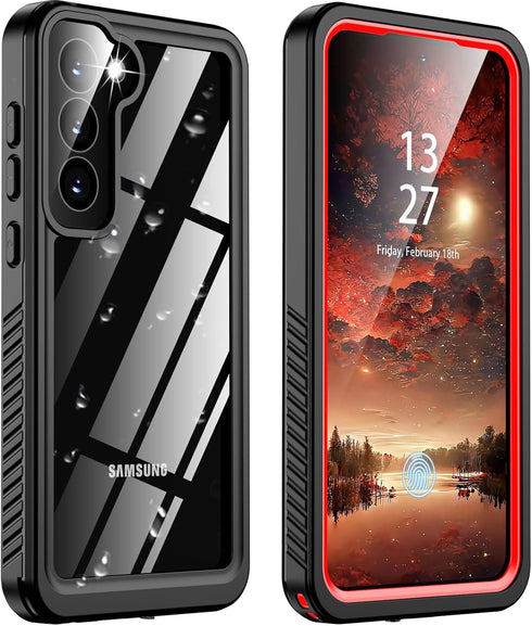 for Samsung Galaxy S23 Case with Screen Protector,Waterproof Galaxy S23 Protective Case for Men Women,S23 Phone Case Heavy Duty Shock Proof,Red...