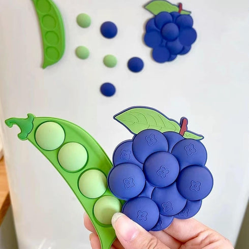 Blueberry and Pea Refrigerator Magnets, 3D PVC Fruit Vegetable Fridge Strong Soft Magnetic Stickers Fridge Magnets Decor Crafts for Kitchen Office...