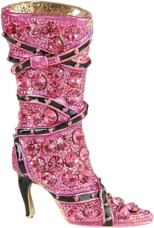 EVER FAITH Lady High-Heel Brooch Pink Austrian Crystal Shoe Boot...