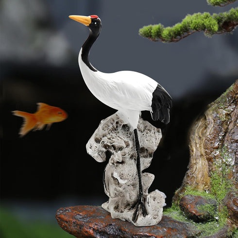 2-Pack Miniature Garden Crane Statues, Bird Art Bonsai Decor Garden Fairy Sculptures Crane...