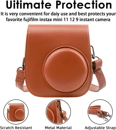 Protective Camera Case for Fujifilm Instax Mini 11 12 9 Instant Camera with Instax Mini Album, Photo Album for Fujifilm Instax Mini Camrea, PU Lea...