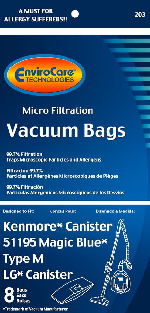 Kenmore Canister Style 51195 Magic Blue Vacuum Cleaner Bags, EnviroCare Replacement Brand, designed to fit Kenmore Magic Blue Canister Vacuum Clea...