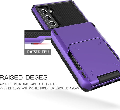 Asuwish Phone Case for Samsung Galaxy S22 5G with Tempered Glass Screen Protector and Credit Card Holder Slot Hybrid Protective Cell Rugged Slim M...