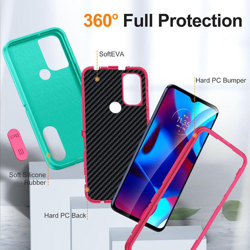 for Moto G Play 2023 Case for G Play 2023 Case with Kickstand Case 3-Layer Military Grade Protective Case Cover Silicone Shockproof for Motorola M...