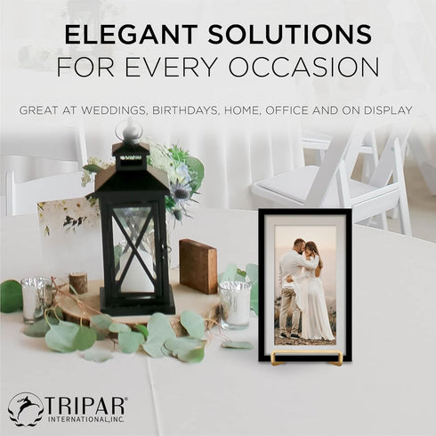 TRIPAR 3-Inch Metal Gold Painted Square Book Holder/Stand, Wire Mini Easel, Small Photo Stands for Table, Display for Picture Frames, Plaques & Pl...