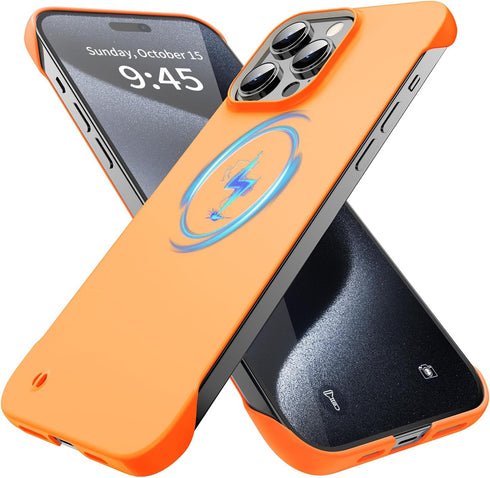 Magnetic Slim Case Fit for iPhone 15 Pro Max Phone Case 6.7"(2023) Ultra-Thin Lightweight Durable Frameless Matte Hard MagSafe Cover Case with Pul...