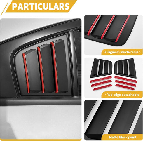 Side Blinds Car Exterior Trim Side Vents, Dodge Charger Accessories ABS Dodge Charger 2011-2023 2024 Red Line (2 Packs)......