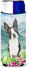 Caroline's Treasures CK2544MUK Mountain Flowers Boston Terrier Ultra Hugger for Slim cans Can Cooler Sleeve Hugger Machine Washable Drink Sleeve H...