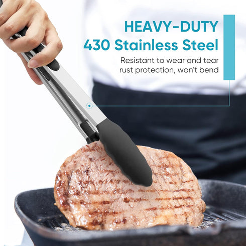 600? Heat Resistant Kitchen Tongs for Cooking with Silicone Tips,Maywe Tanso 12-Inch Stainless Steel Locking Cooking Tongs Food Tongs for BBQ,Cook...