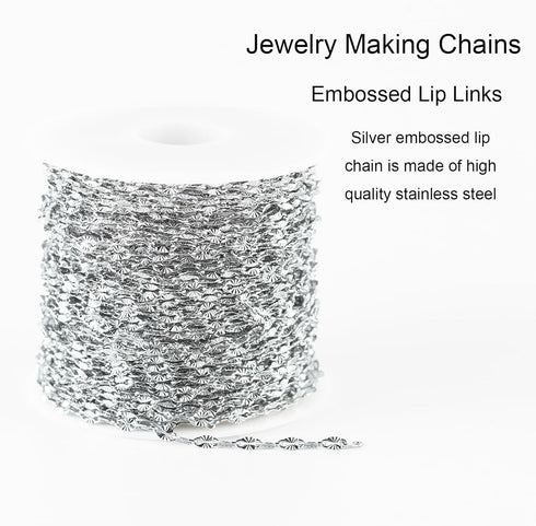 Jabogrii 10 Meters Stainless Steel Jewelry Making Chains Silver Chain Bulk DIY Craft Chain Jewelry Chain Roll for Women Necklace Bracelet...