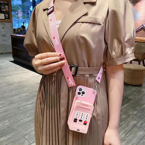 Crossbody Wallet Case for iPhone 15 Pro Max Case with Card Holder Cute iPhone Case with Strap Adjustable Silicone Phone Case Shockproof Protective...