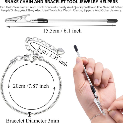 20 Pieces Snake Chain Charm Bracelet with Bracelet Helper Adjustable Snake Charm Bracelet Chains with Heart Lobster Clasp Extender Chain DIY Brace...