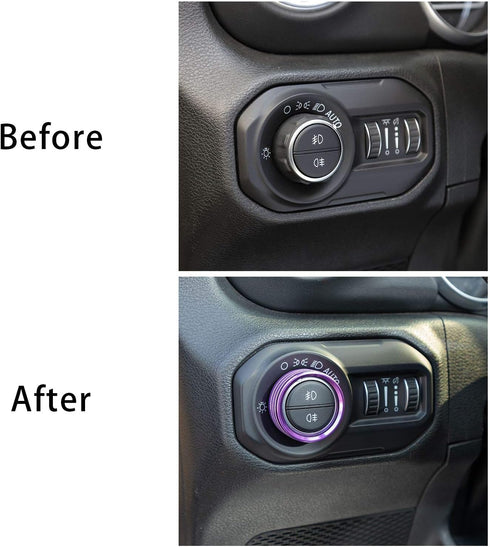 Voodonala Air Conditioner Headlight Center Consoles Switch Knob Cover Trim for 2018-2025+ Jeep Wrangler JL JLU Gladiator JT 4xe Interior Accessori...